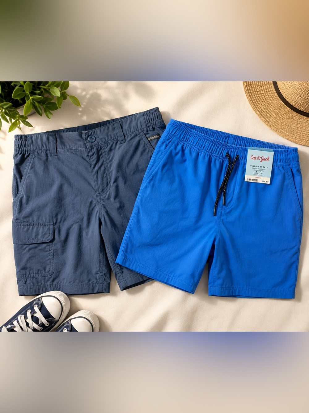 Boys 10/12 Columbia + Cat & Jack Shorts 2-Pair Bundle NWT